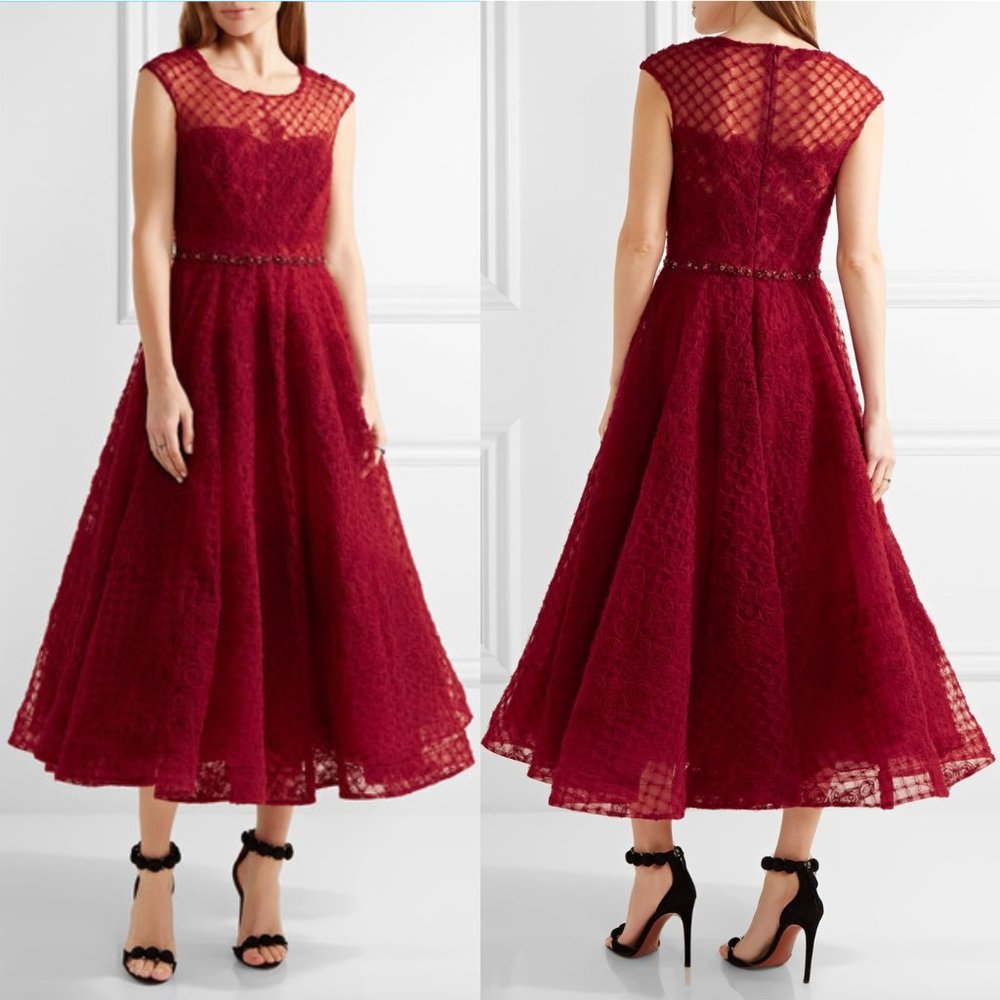 NWT Marchesa Gown/Dress Red/Burgundy Size 8 ASO Kate Middleton - Picture 2 of 11